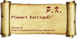 Plenert Kalliopé névjegykártya